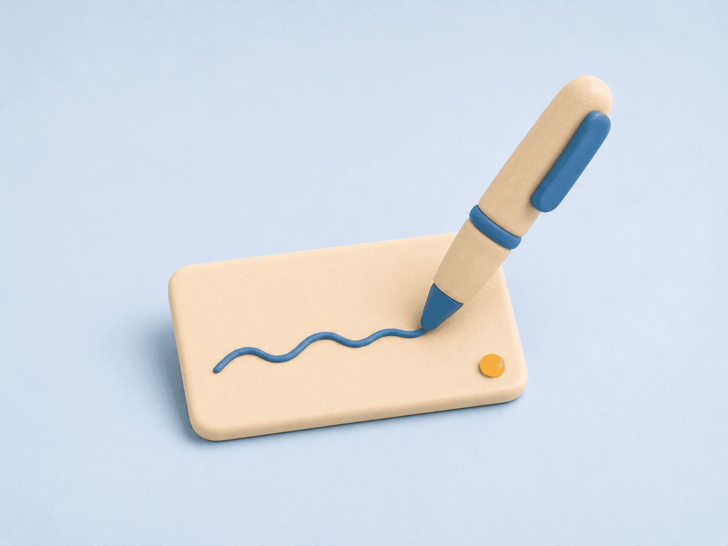 Een pen die rustig, met de hand, de eerste regel van een mail schrijft.