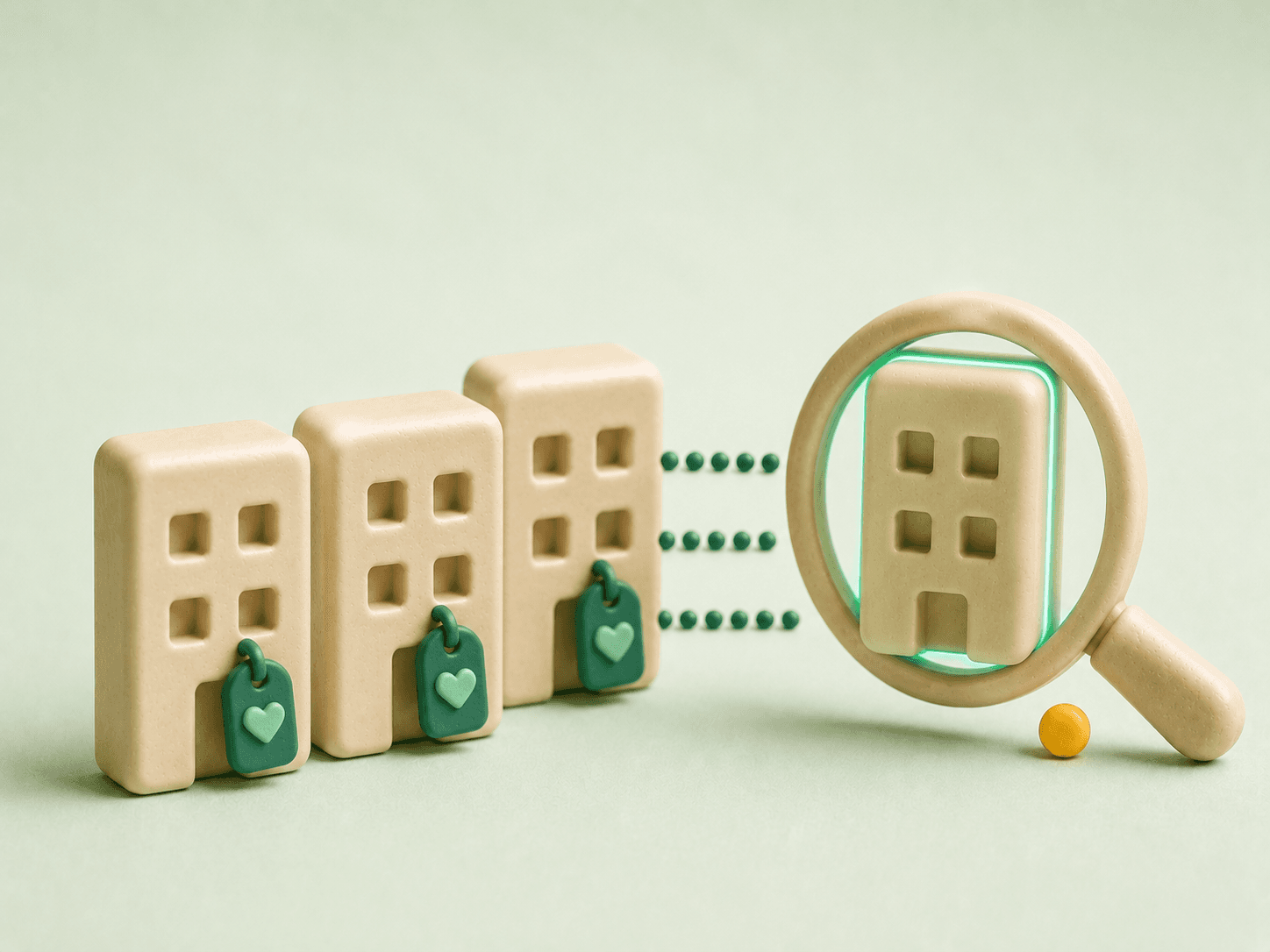 3D diagram: bekende goede klanten waar een nieuw, gelijkend bedrijf tegenaan wordt gelegd.