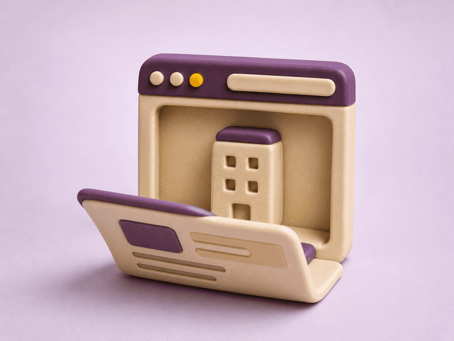 3D diagram: een website die openvouwt en de kern eruit laat zien.